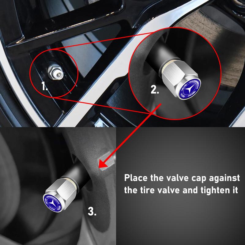 TXVMQ1 2025 Hot 5pcs Car Wheel Tire Valve Protection Cap Theftproof Tyre Stem For Mercedes Benz C180 C300 W124 W176 W177 C200 C260 GLC