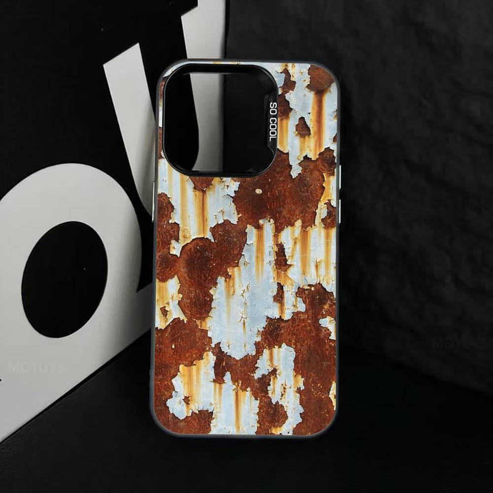 R-Ретро I-Индустриальный R-Ржавый Чехол Для Телефона Для iPhone 17,16,15,14,13,12,11 Plus,Pro Max,XS,Разноцветный Серебристо-Черный Чехол