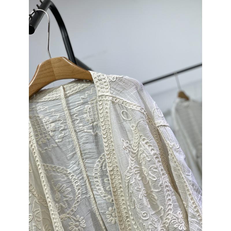 Dimanaf 2025 Summer Women Cardigan Lace T-Shirt Basic New Fashion Tops Lace Tees Casual Loose Tees