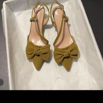 Мода 2025 Летняя мода Новые бантики Высокий класс Темперамент Интернет-знаменитость Женские Универсальные Взрывные Туфли-лодочки с острым носом на высоком каблуке