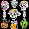 New Halloween Copper Pumpkin Skull Head Witch Charms Beads For Original Bracelet For Women Jewelry Making Gift