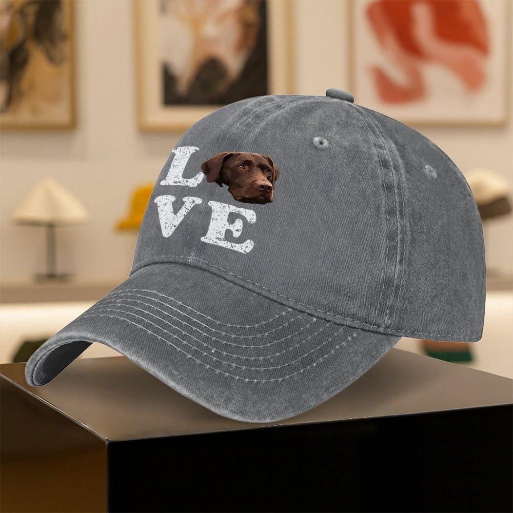 Vintage Washed Baseball Cap with Chocolate Labrador Print Unisex Outdoor Sports Daily Wear
