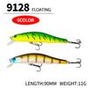 Floating Mino Artificial Hard Bait Stainless Steel Printed 90mm/11g Hooks Fishing Stream Freshwater Fish Bionic Luya Bait 9128