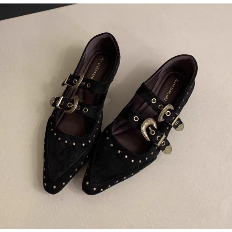 Fashion New Pointed Toe Women Mary Jane Shoes Fashion Shallow Buckle Shoes Ladies Casaul Dress Low Heel Leather Shoes Zapatos De Mujer
