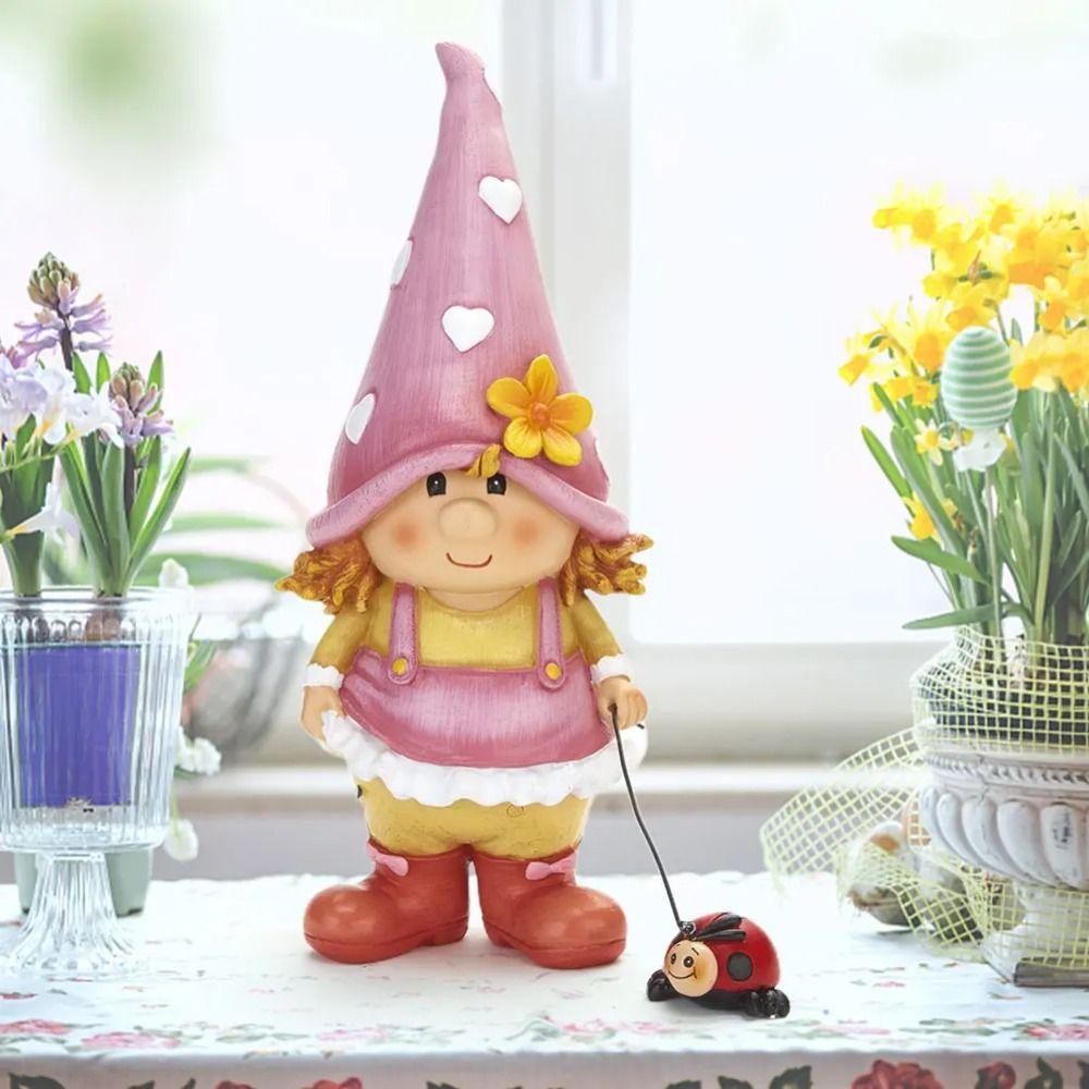 Resin Craft Garden Gnome Figurine Handmade Elf Dwarf Ornaments Cute Dwarf Miniatures Table