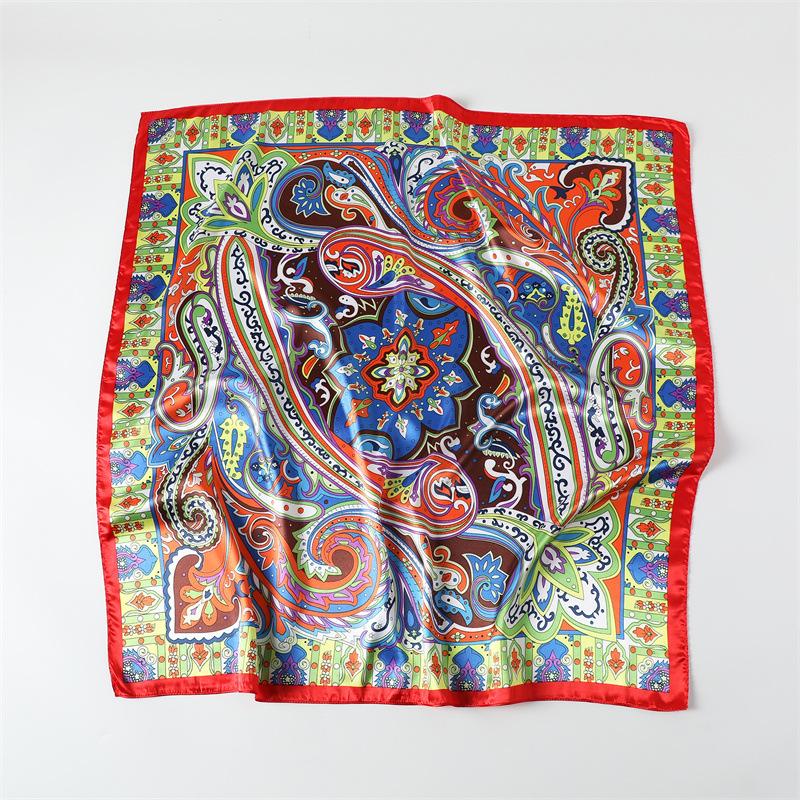 Silk scarf shawl headscarf Pace satin sunscreen printing colorful scarf women's 91 square scarf satin imitation silk