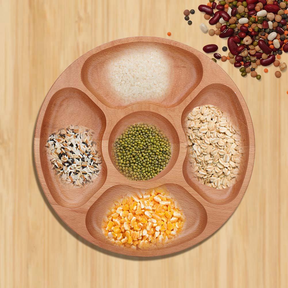 Деревянная круглая форма, разделенная тарелка для еды, десертная закуска, поднос для посуды, поднос для посуды