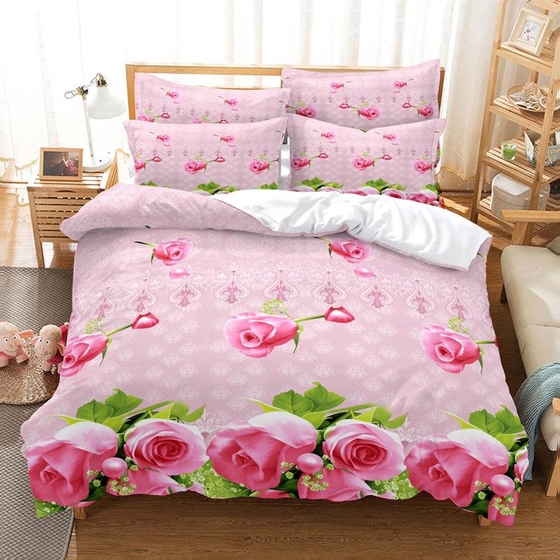 Комплект постельного белья Pink Rose, романтический подарок на День святого Валентина, комплект постельного белья Queen King Size, полиэстеровое одеяло