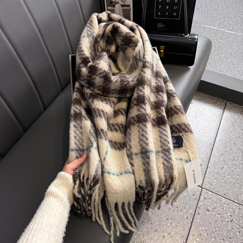 Женская утолщенная теплая шаль осень-зима клетчатая шейная шаль для мужчин и женщин шарф роскошная одежда женский кашемировый дизайнерский шарф Bufandas