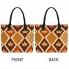  Autumn Maple Leaf Argyle Pattern Large Capacity Tote Bag Daily Casual Shoulder Handbag