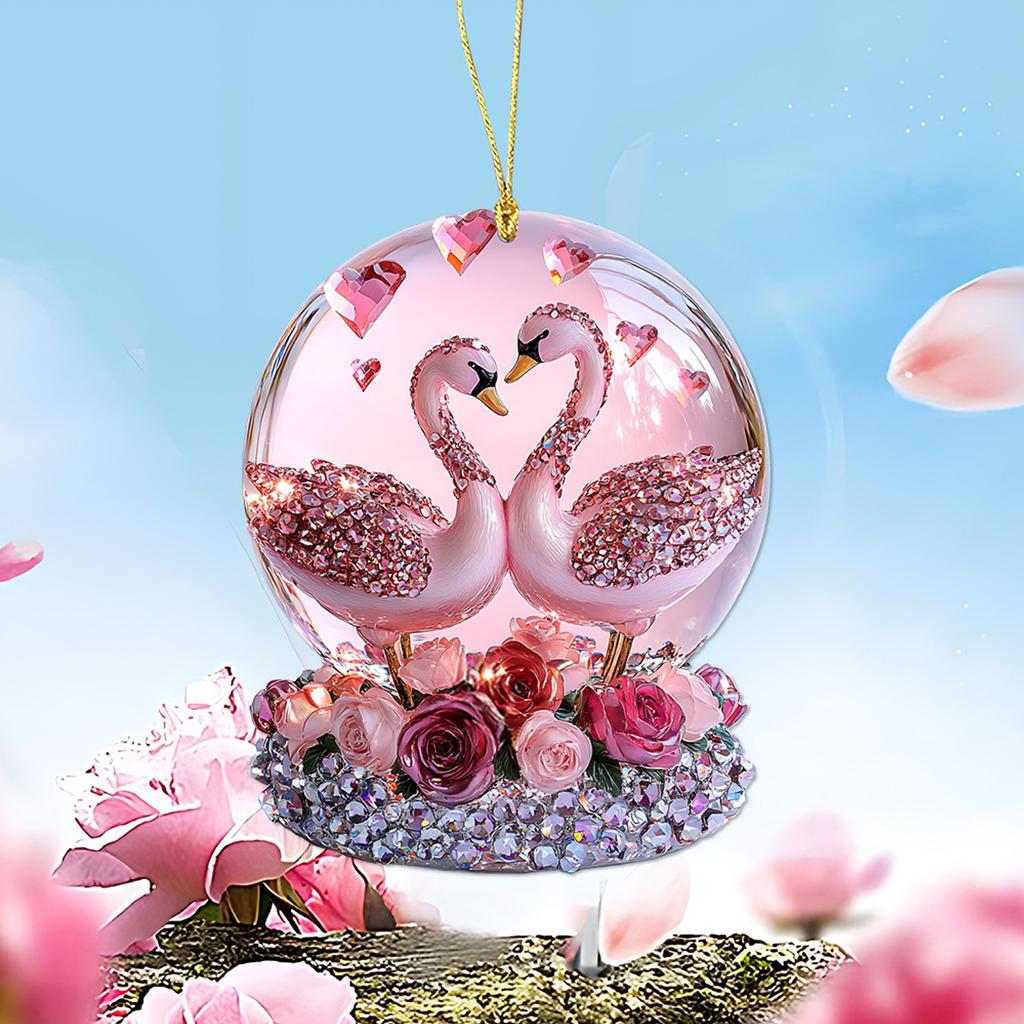 Valentine's Day Swan Bunny 2D Flat Acrylic Keychain Car Rearview Mirror Accessories Backpack Pendant