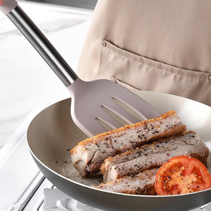 Силиконовая кухонная утварь Лопатка с антипригарным покрытием Посуда для готовки Половник Лопатка для супа Набор кухонных принадлежностей