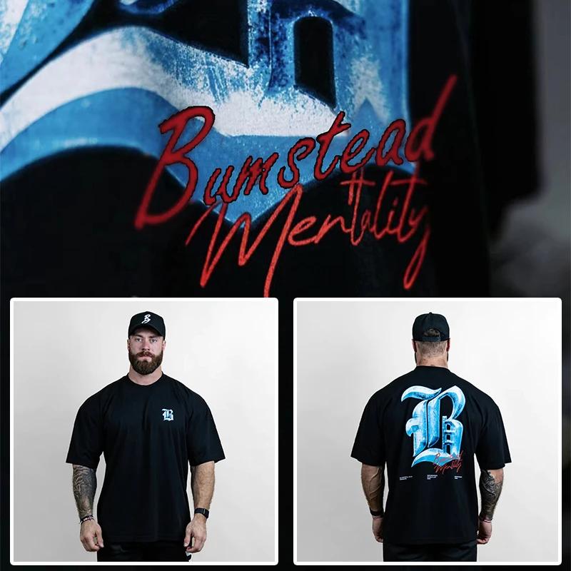 2025 High-quality New Gym Fitness T-shirt Loose Oversized Cotton Men's Short Sleeved Fitness T-shirt Summer Training Jogging Top