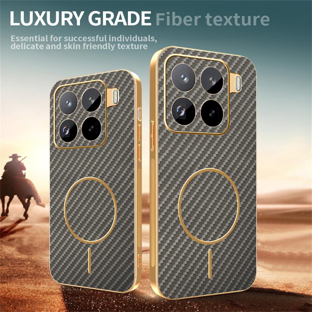 For Xiaomi 15 Pro Phone Case Carbon Fiber Textured Electroplated TPU Back Cover