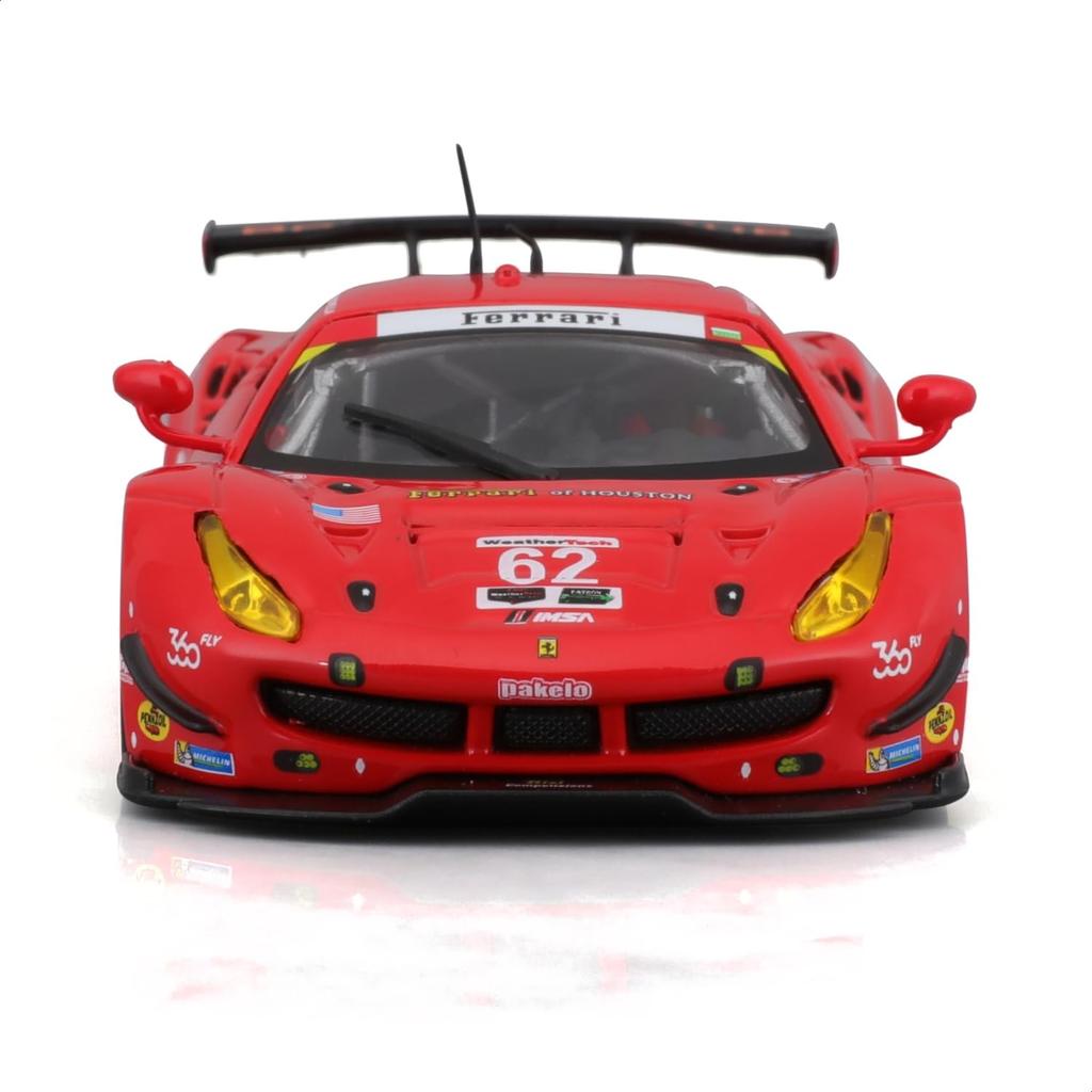 Bburago Scale Ferrari 488 GTE 2017 Red Race Sports Car Diecast Model Car Finished Product 4893993363018 1/43 #62 /