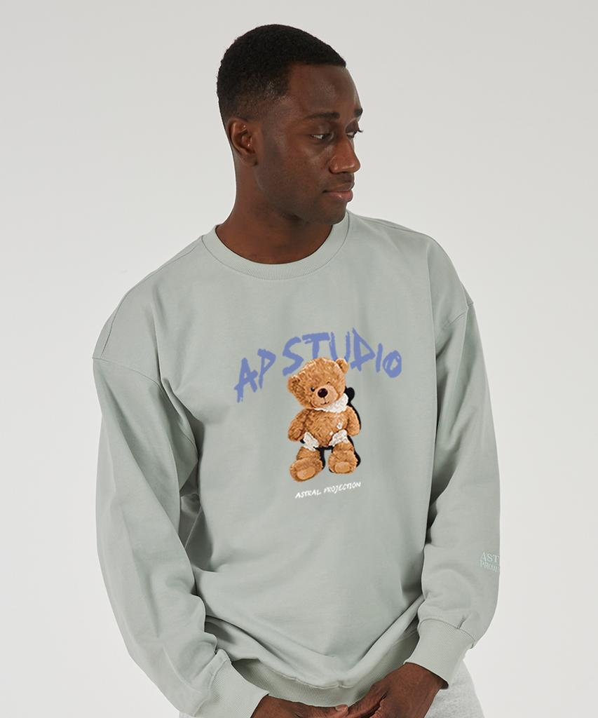 ASTRAL PROJECTION Wink Beardoll Oversized Drop Shoulder Sweatshirt_Mint