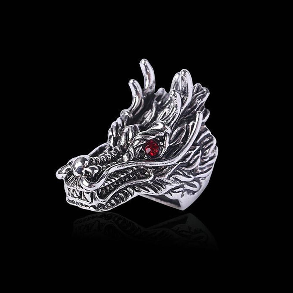 Панк-мужское кольцо с кубическим цирконием, инкрустированное резной головой дракона, кольцо на палец, вечерние ювелирные аксессуары, подарки