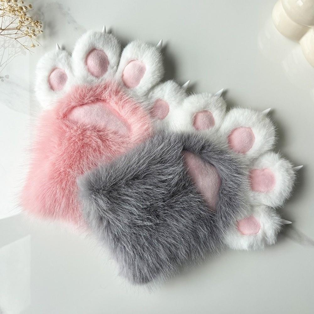 Thicken Beast Claw Glove Warm Cat Claw Mittens Novelty Plush Cat Paw Gloves Cosplay Props