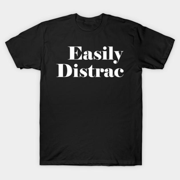 Asian Size Men Black Print T-shirt Easily-Distracted No-Cut Print Cotton Tshirt