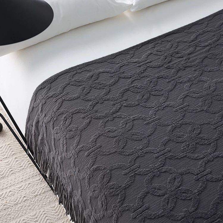 Вязаная дорожка на кровать и плед для дивана American Vintage - Длинное коричневое покрывало с нордическим минималистичным дизайном