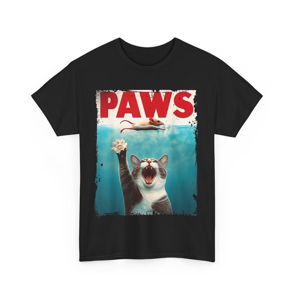 PAWS Parody Cat Mouse Humorous Cat Chasing Mouse Kitten T-Shirt Mens Womens Tees Top