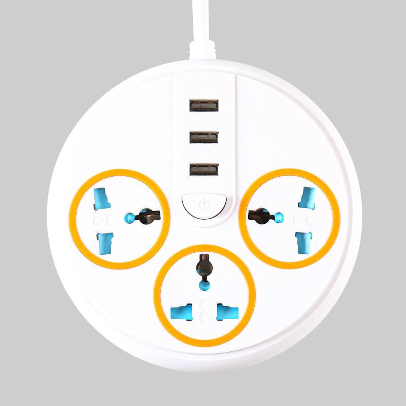 Multi-function Power Strip with UK/EU Sockets, Air Conditioner Plug, and USB Ports