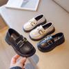 French Retro Fashion Girls Small Leather Shoes Casual Children Single Shoes British Style Black Loafers