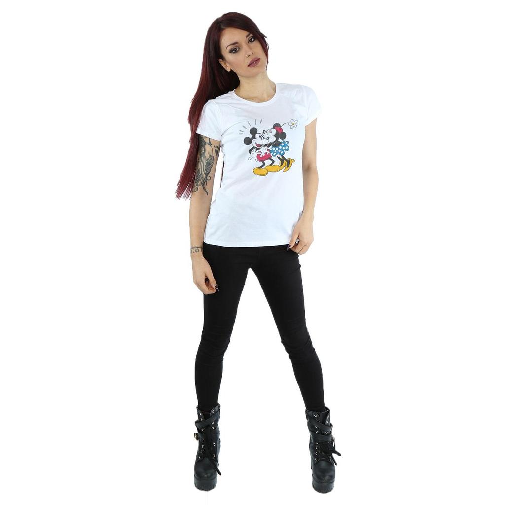 Disney Womens/Ladies Mickey And Minnie Kiss Cotton T-Shirt