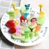 10Pcs Cartoon Animal Fruit Forks Cake Dessert Food Picks Lions Giraffe Elephants Animal Toothpicks Creative Food Presentation Tools for Kids