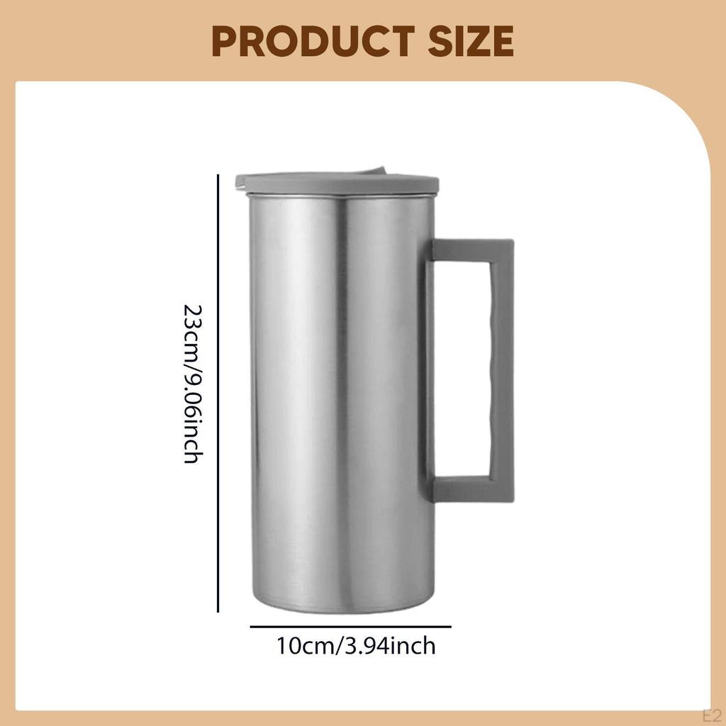 Stainless Steel Pitcher with Lid Multifunctional 1600ml Wide Kettle Beverage Container for Kitchen