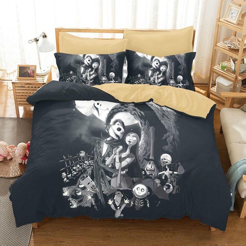 Luxurious 3d The Nightmare Before Christmas Jack Comforter Duvet Cover Bedding Set