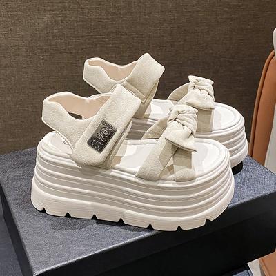 Модные 8 см Женские 2025 Повседневные Массивные Сандалии на Платформе с Открытым Носком на Высоком Каблуке Гладиаторские Готические Шлепанцы Женские Каблуки Трендовая Летняя Пляжная Обувь