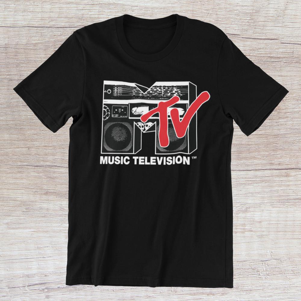 Mtv Music Television Tshirt 90s Old School Logo Boombox On Ring Spun Cotton Tee