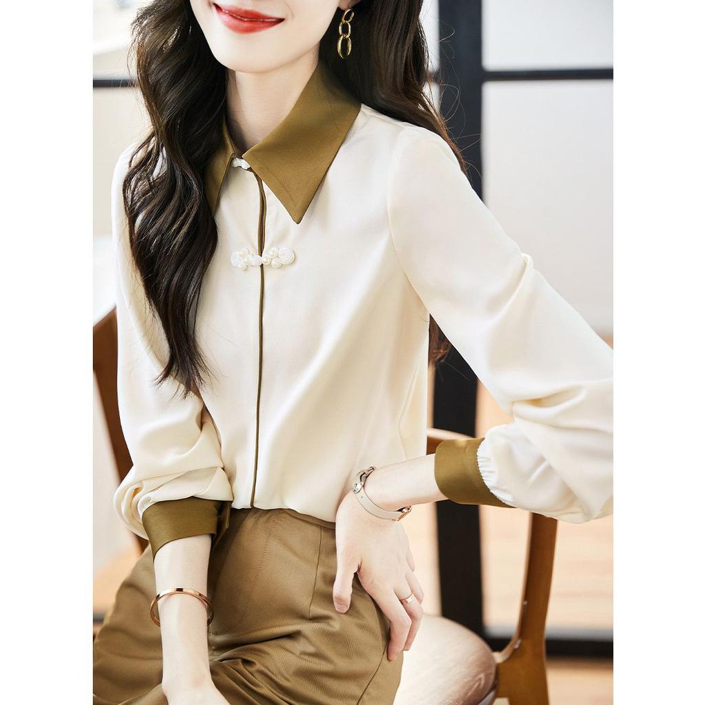 Новая женская рубашка с пряжкой в китайском стиле, простая и элегантная, удобная женская рубашка на весну и осень