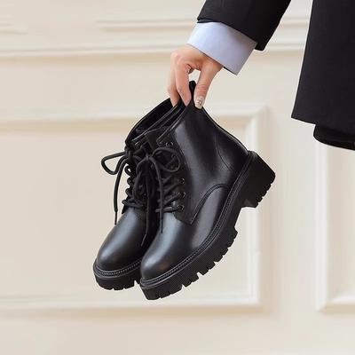 Мартинсы на мягкой подошве для женщин 2025 осень и зима зарубежный стиль новые британский стиль на толстой подошве из мягкой кожи бархатные универсальные короткие ботинки для