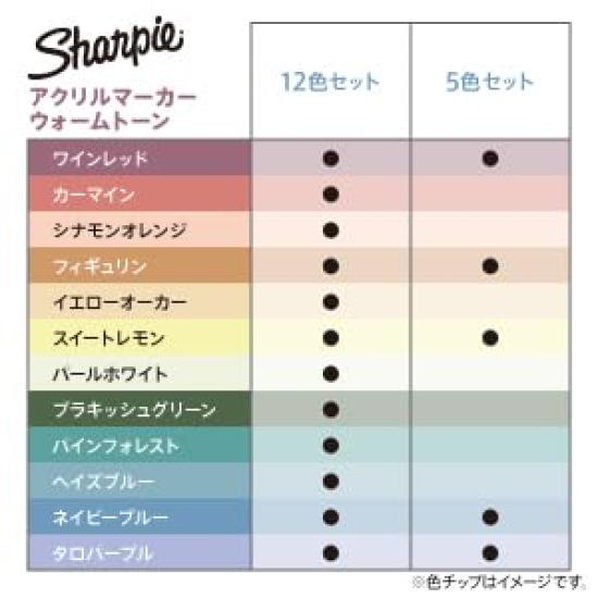Sharpie Acrylic Warm 12 Art Pigment 2223316 Markers, Tones, Colors, Markers, Bullet, Water-based Ink,