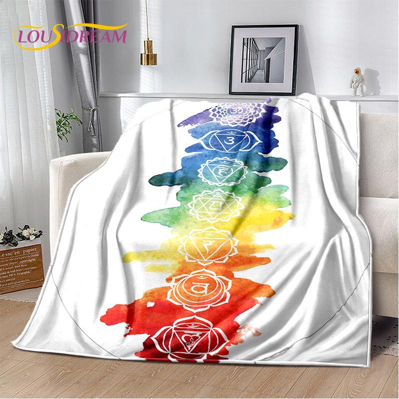 Мягкое плюшевое одеяло Rainbow 7 Chakra Mandala Bohemia, фланелевое одеяло, покрывало для гостиной, спальни, кровати, дивана, чехла для пикника