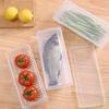 Food Storage Box Rectangular Large Capacity Portable Drainage Divider Fresh-keeping Fridge Box Household Supplies