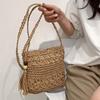 Yogodlns Straw Woven Square Women Crossbody Shoulder Bag Fashion Tassle Design Small Handbag Summer Beach Bag Lady Travel Shopper Totes