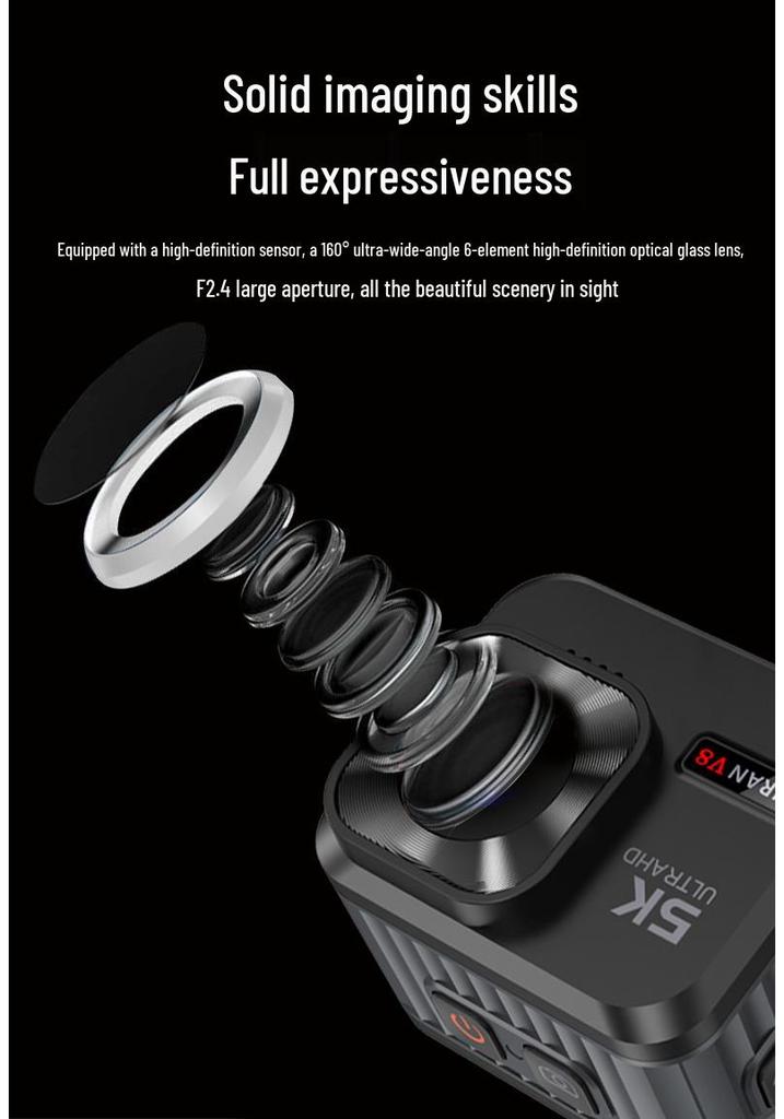 5K Action Camera: Shockproof Motorcycle Helmet Recorder, 5m Waterproof HD Outdoor Camcorder