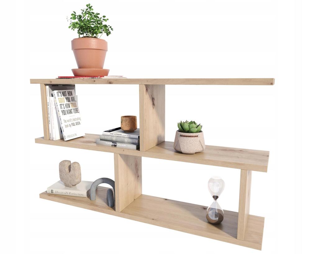 Luna Wall Shelf Oak Artisan Hanging Cabinet Bookshelf 2 Versions Per