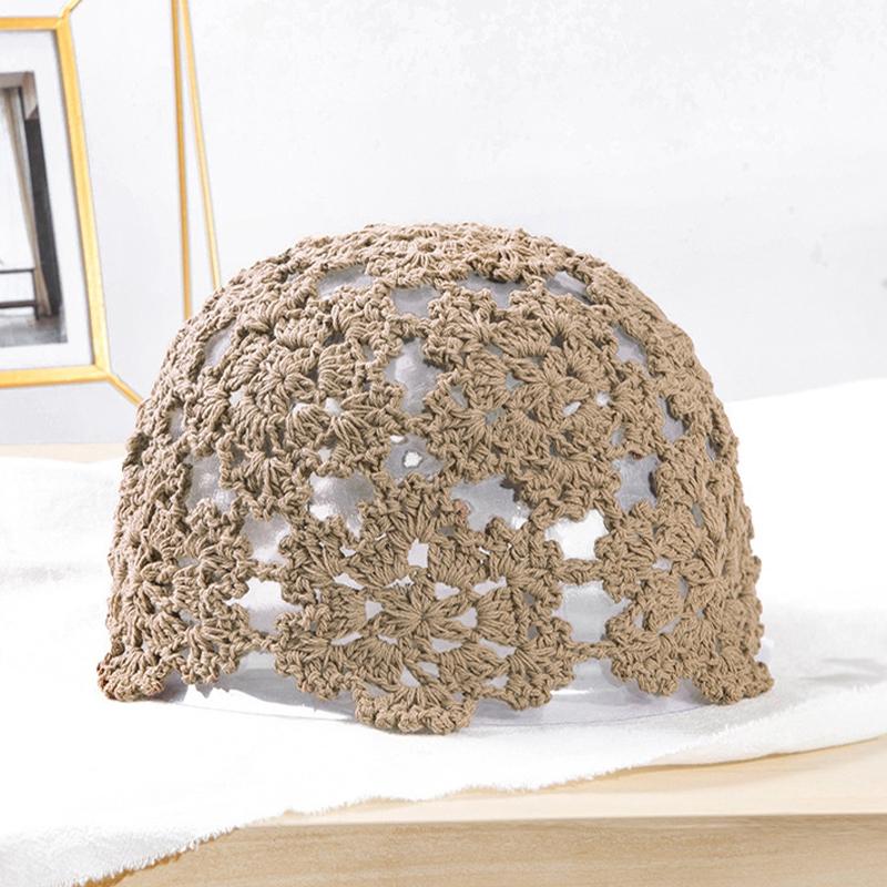 Цветочная вышивка крючком ажурная вязаная шапка французские ретро-аксессуары для шапочки