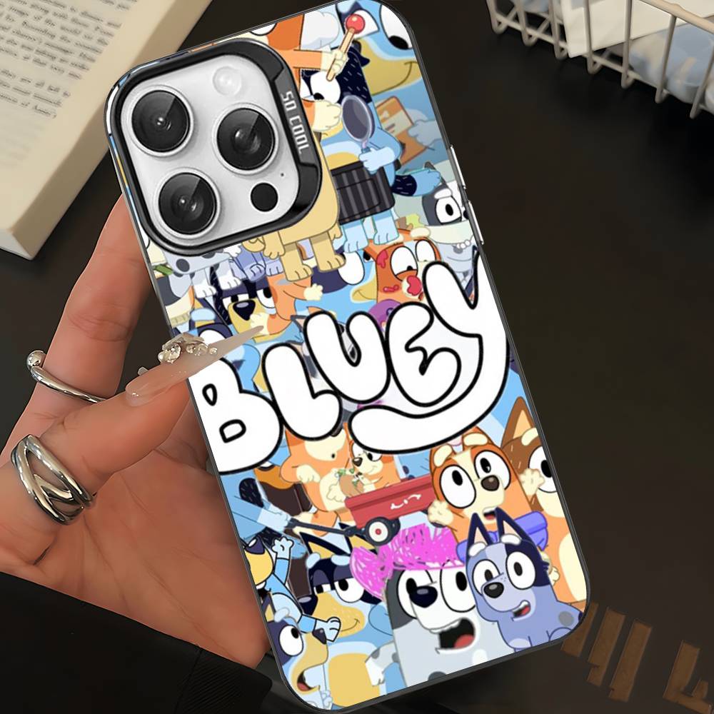 Мультяшная собака B-Blueys Чехол для телефона для iPhone 16 15 14 13 12 11 Pro Max Матовый противоударный задний чехол Защита от падения Матовая крышка