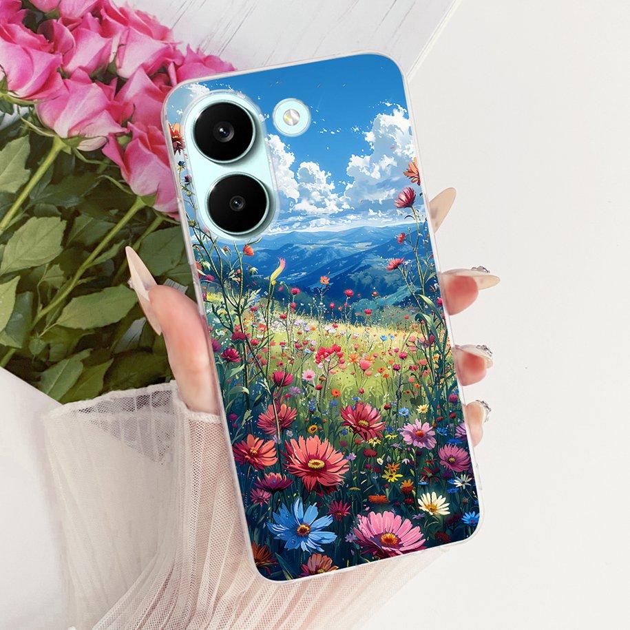Чехол для Xiaomi Poco X8 Pro Max Чехол Популярный Цветок Мягкий Силикон Прозрачный ТПУ Бампер для Xiaomi Poco X8 Pro X8ProMax Fundas