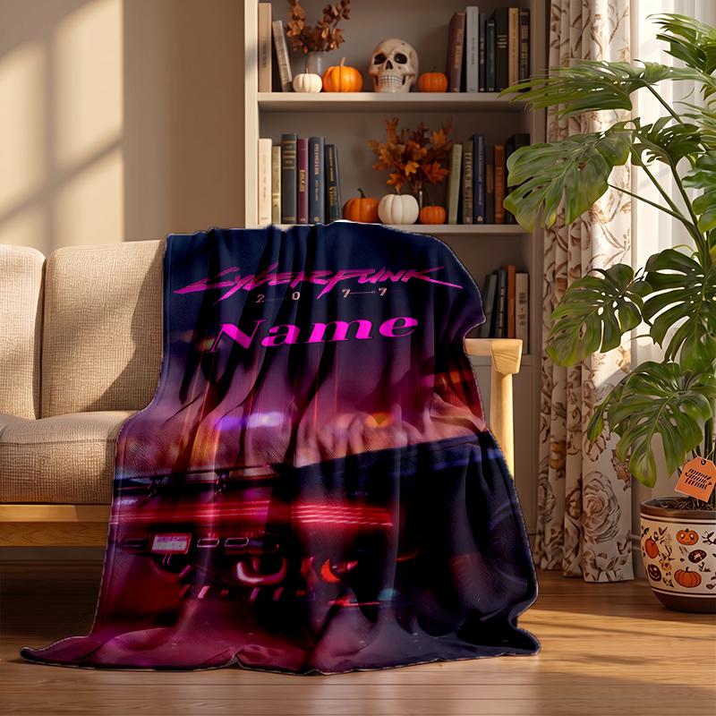 Cyberpunk Custom Flannel Blankets Soft Warm Cozy Throws for Home Decor Holiday Gifts