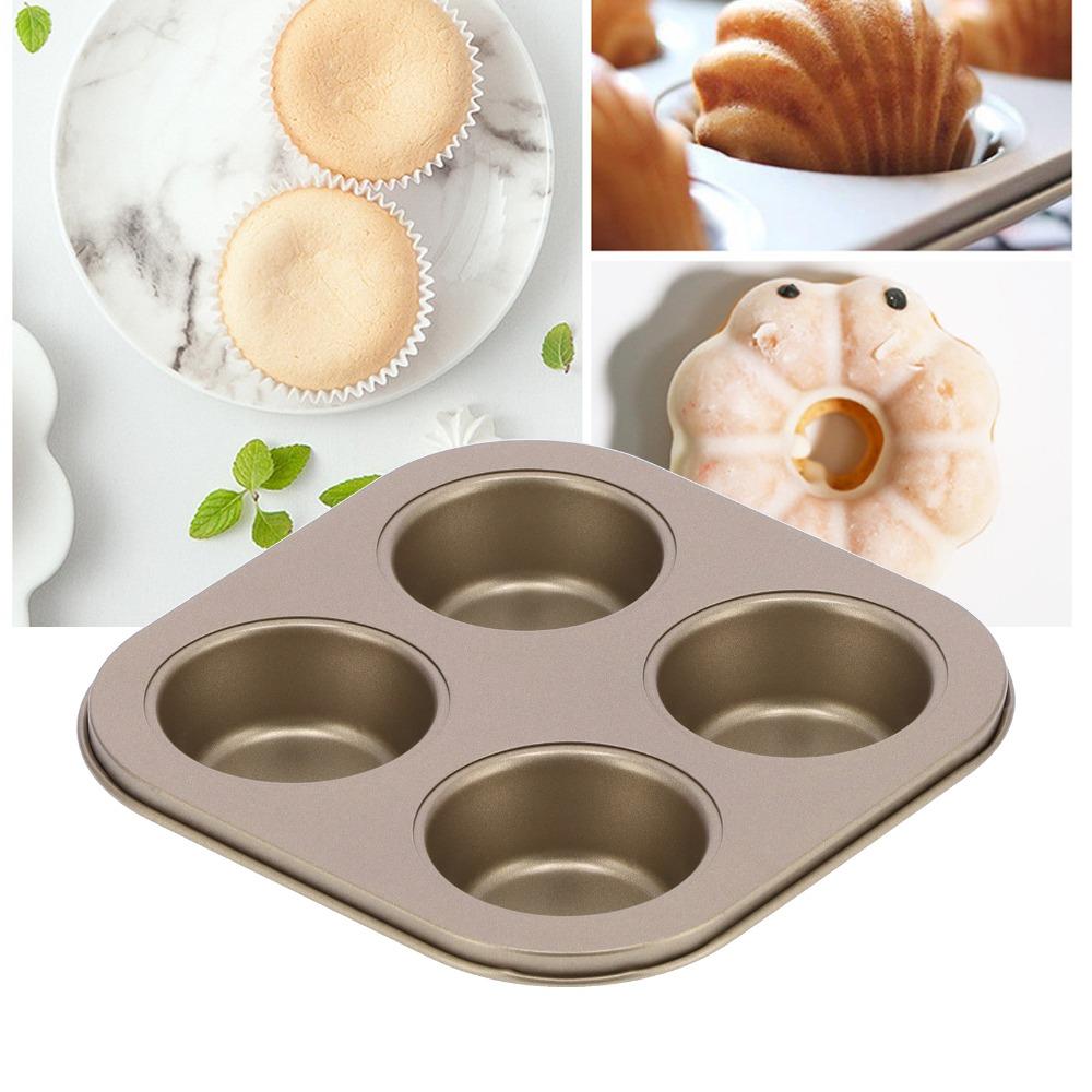 Non-Stick Coating Cupcake Baking Pan 4-Cavity Baking Mold Pan Durable Muffin Pan Oven Baking