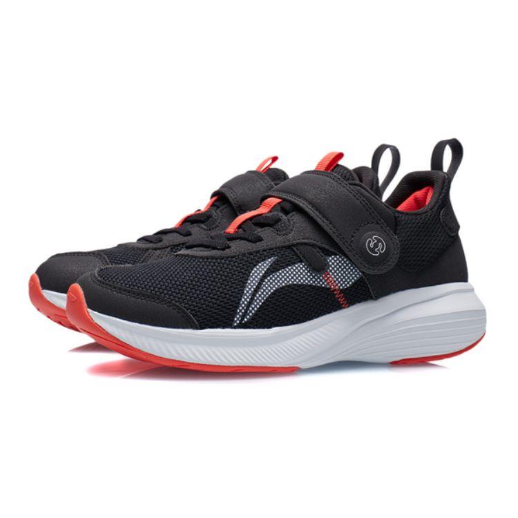 Li Ning Zhi Rou 2.0 Slim Casual Non-Slip Wear-Resistant Breathable Low-Top Kids Running Shoes Kids Sneaker Black Red YKCR120-1