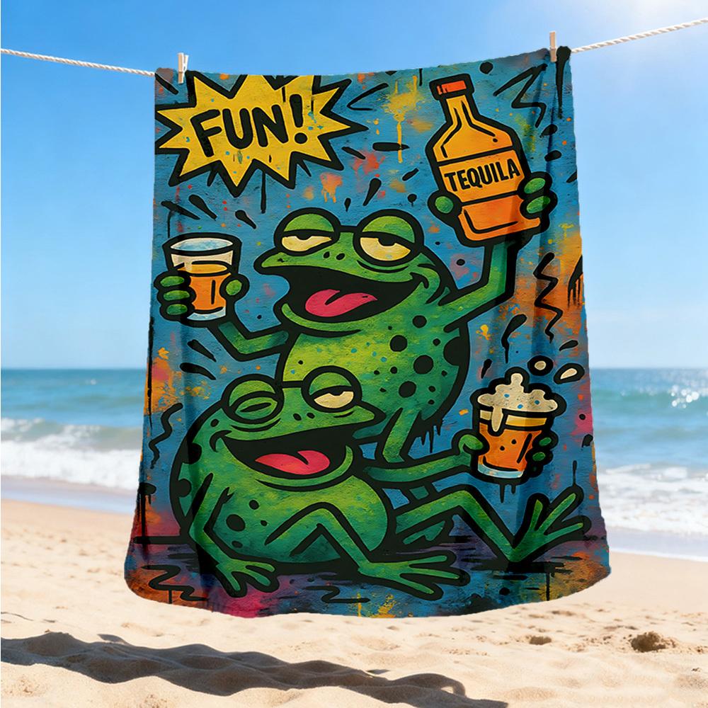 1pc Tequila Frog Outdoor Blanket Lightweight Flannel Throw For Travel, Camping, Livingroom, Couch, Chair Soft