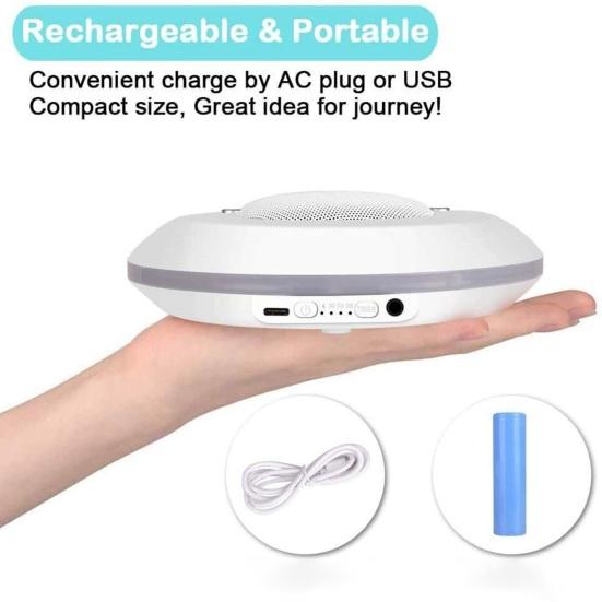 Sound Machine with 28 Soothing Sounds Adjustable Volume Rechargeable Compact Design White Noise Machine with Light