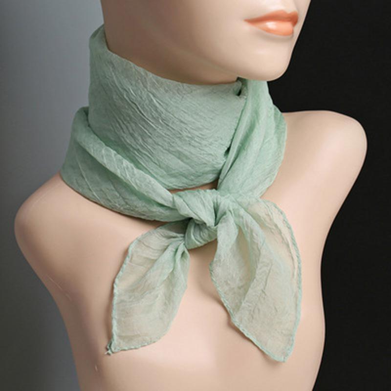 Square Color Solid Chiffon Korean Silk Scarf 70x70cm Summer Sunscreen Thin Transparent Gauze Neck Protection Womans Shawl P71